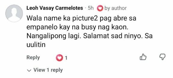 Facebook comment from Leoh Vasay Carmelotes — too busy eating Empanelo to take photos