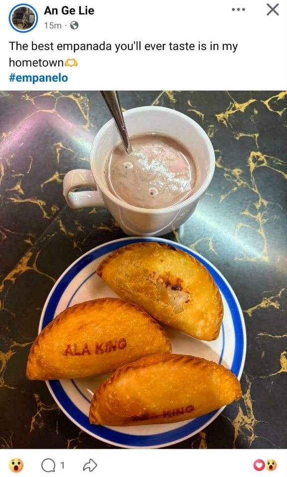 Facebook post from An Ge Lie — the best empanada in my hometown